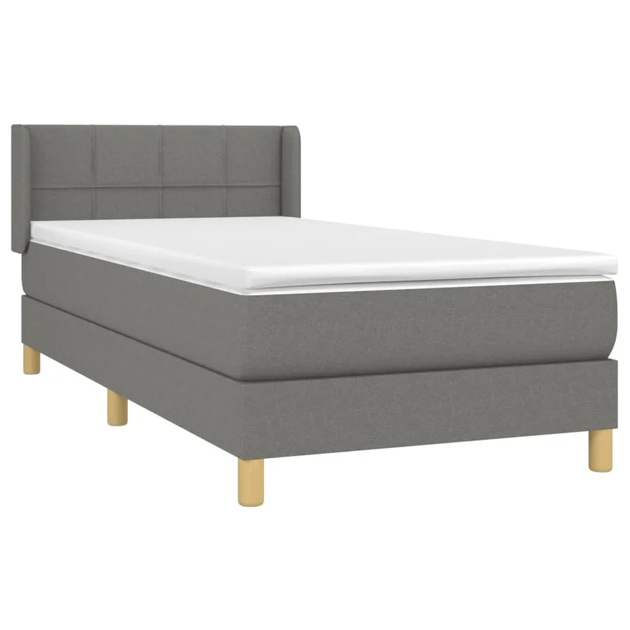 Sommier à lattes de lit et matelas Gris foncé 90x190 cm Tissu - 3
