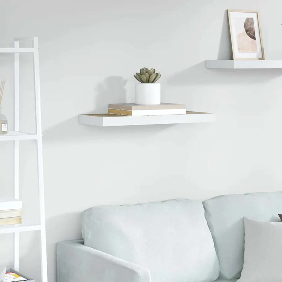 Étagère murale flottante chêne et blanc 60x23,5x3,8 cm MDF