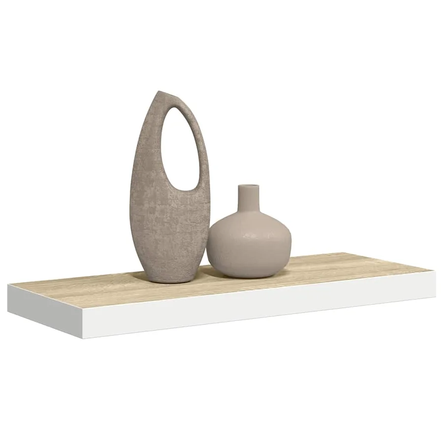 Étagère murale flottante chêne et blanc 60x23,5x3,8 cm MDF - 5