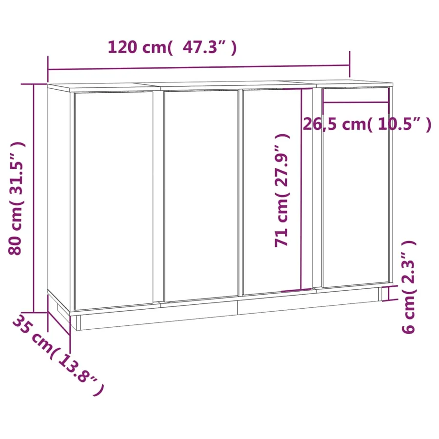 Buffet Marron miel 120x35x80 cm Bois massif de pin - 10