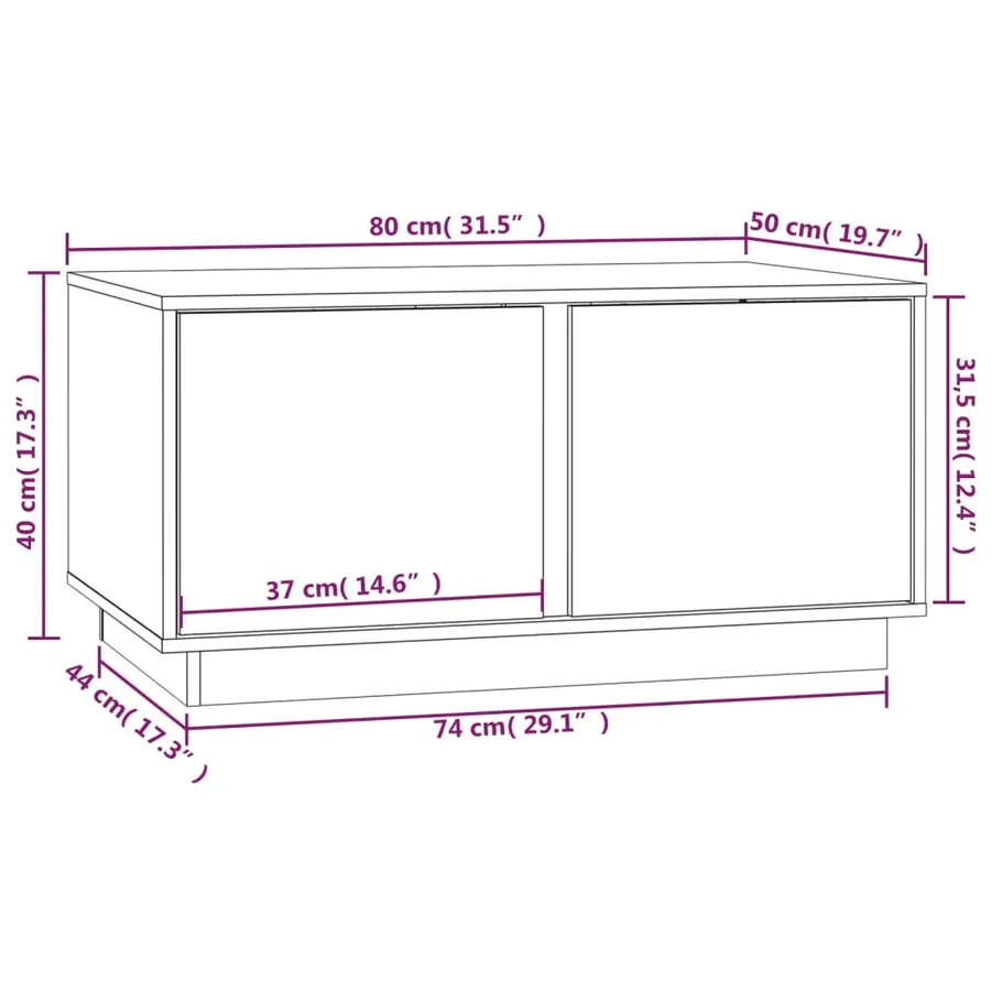 Table basse Blanc 80x50x40 cm Bois massif de pin - 10