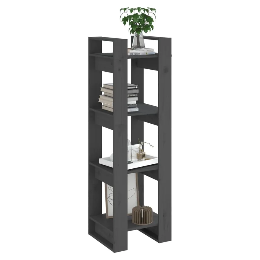 Bibliothèque/Séparateur de pièce Gris 41x35x125 cm Pin solide - 5