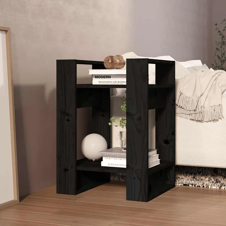 Bibliothèque/Séparateur de pièce Noir 41x35x57 cm Pin massif - 6