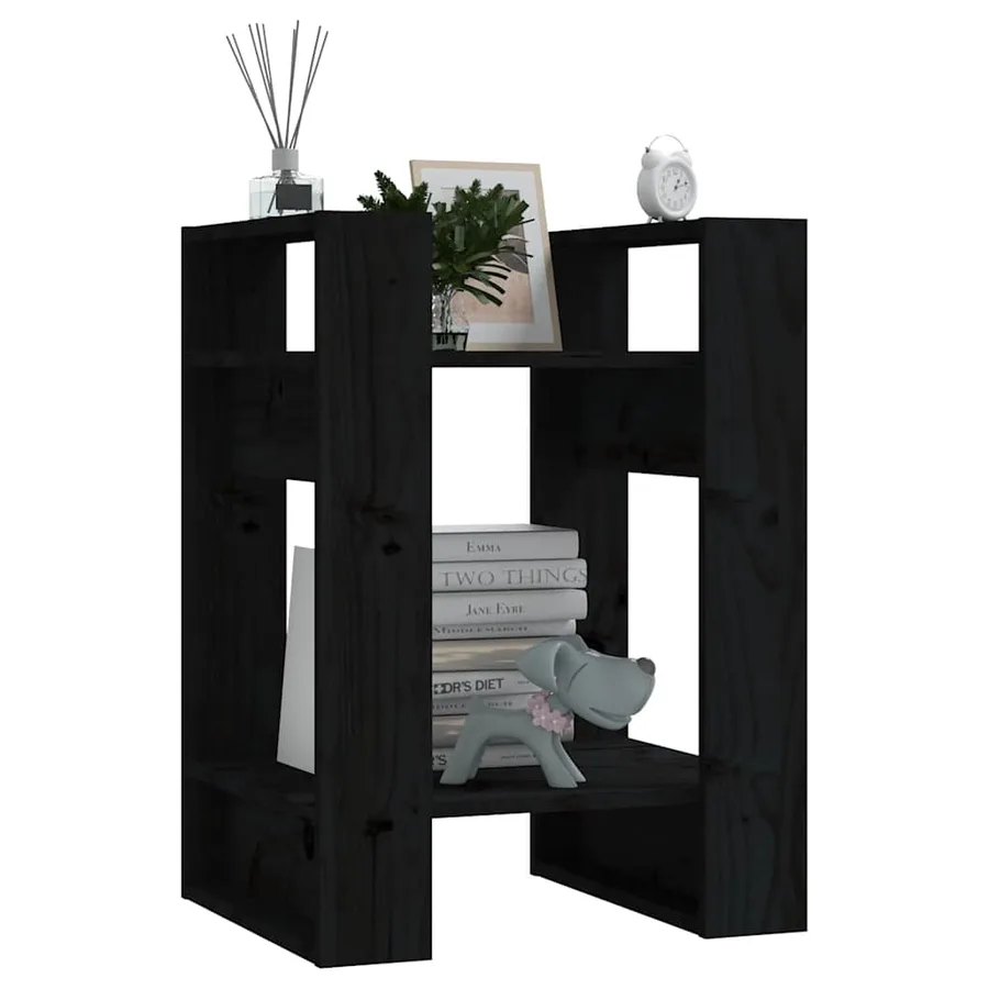 Bibliothèque/Séparateur de pièce Noir 41x35x57 cm Pin massif - 7