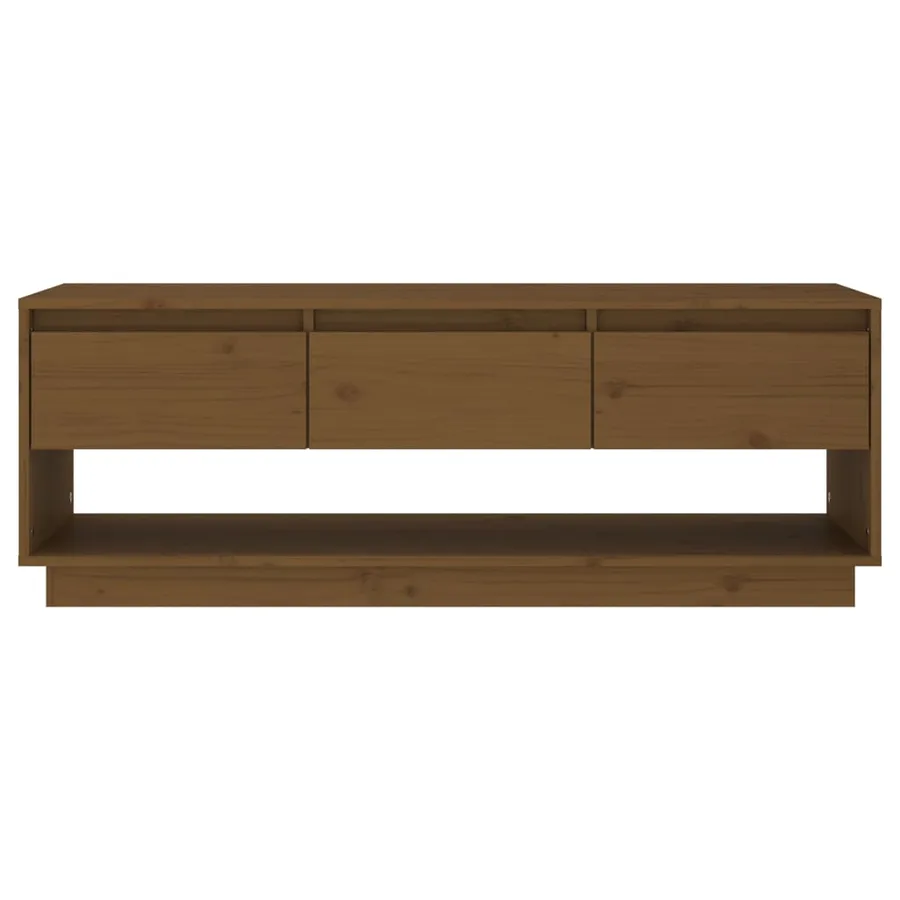 Meuble TV Marron miel 110,5x34x40 cm Bois de pin massif - 3