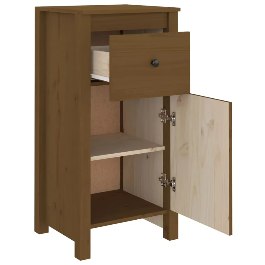 Buffet marron miel 40x35x80 cm bois massif de pin - 5