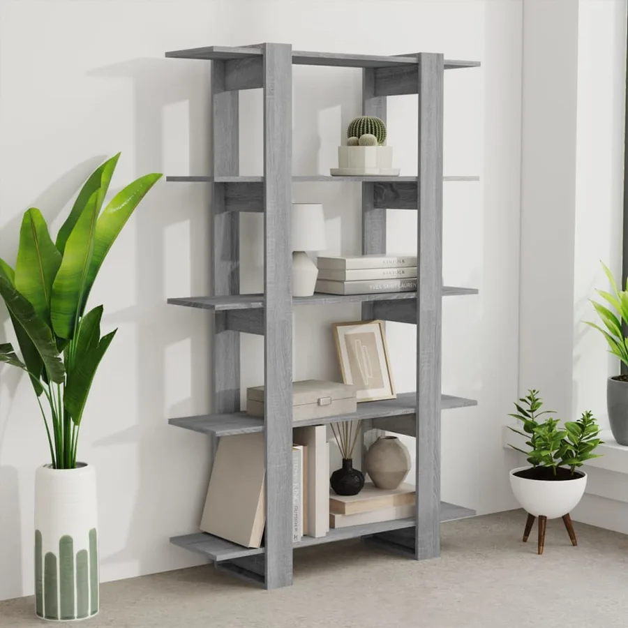 Bibliothèque/Séparateur de pièce Sonoma gris 100x30x160 cm - 6