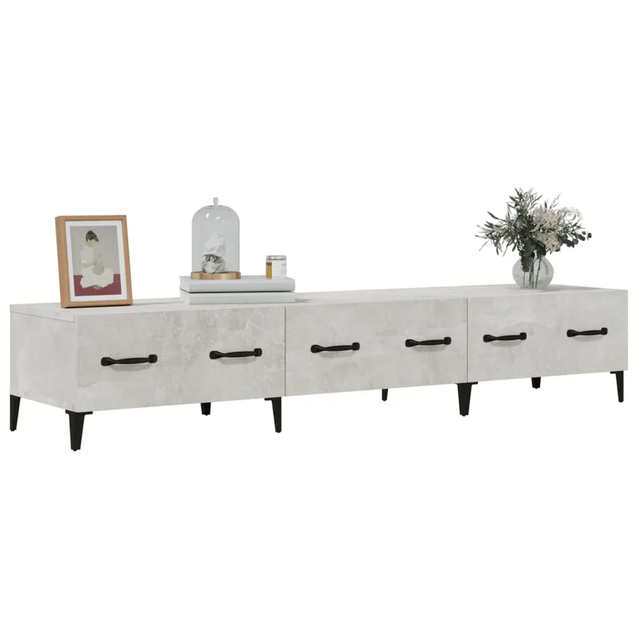 Meuble TV Gris béton 150x34,5x30 cm Bois d'ingénierie - 4