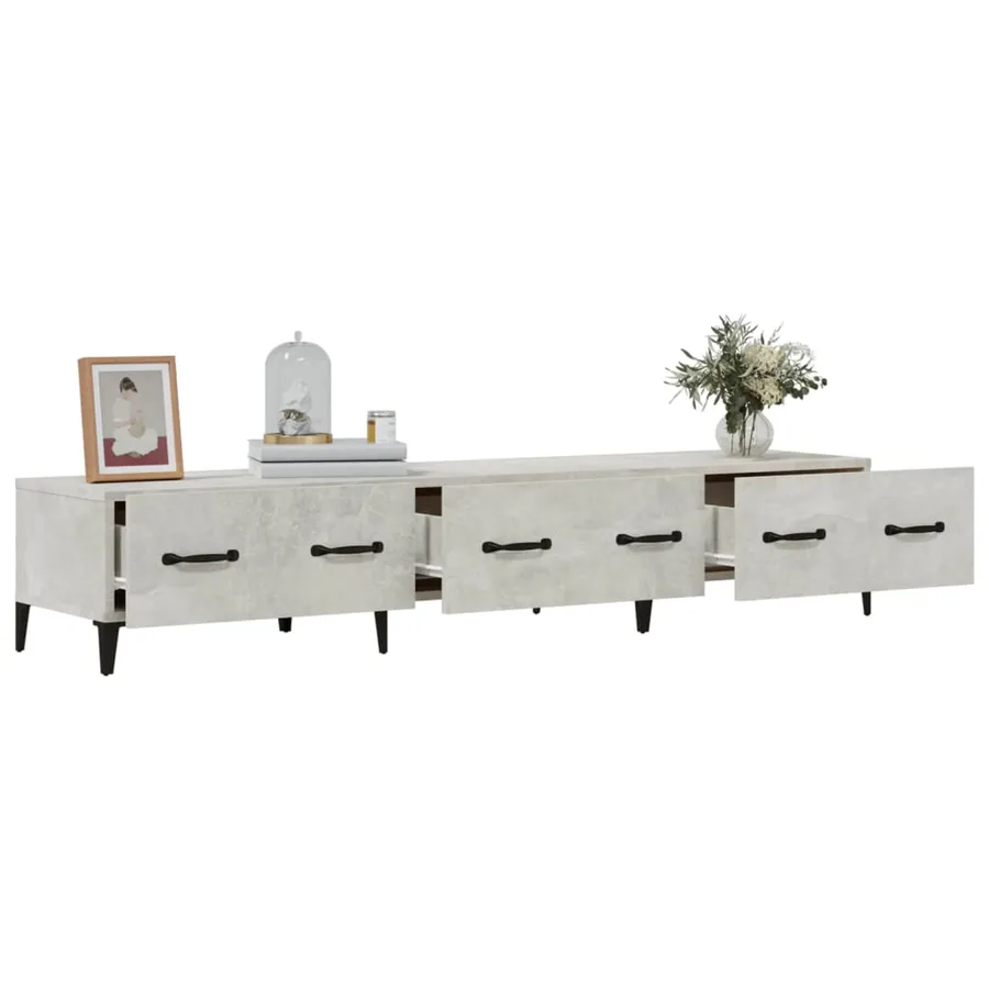 Meuble TV Gris béton 150x34,5x30 cm Bois d'ingénierie - 5
