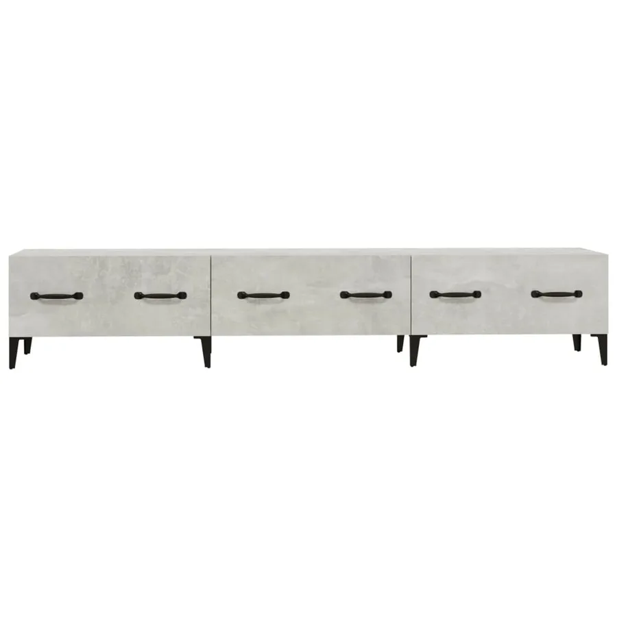 Meuble TV Gris béton 150x34,5x30 cm Bois d'ingénierie - 7
