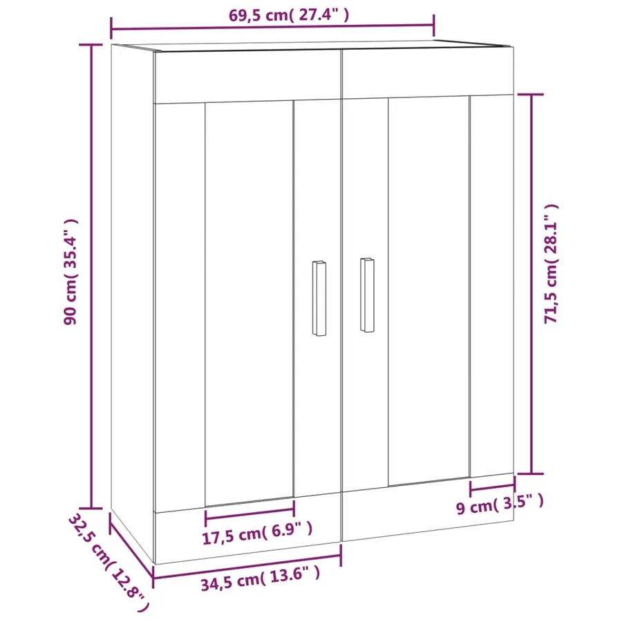 Armoire murale blanc 69,5x32,5x90 cm bois d'ingénierie - 10