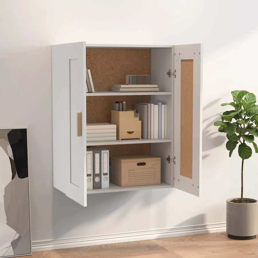 Armoire murale blanc 69,5x32,5x90 cm bois d'ingénierie - 3