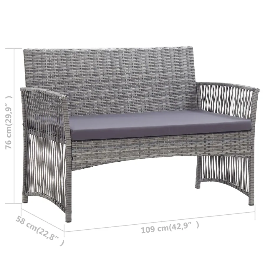 Salon de jardin 4 pcs avec coussin Résine tressée Anthracite - 18