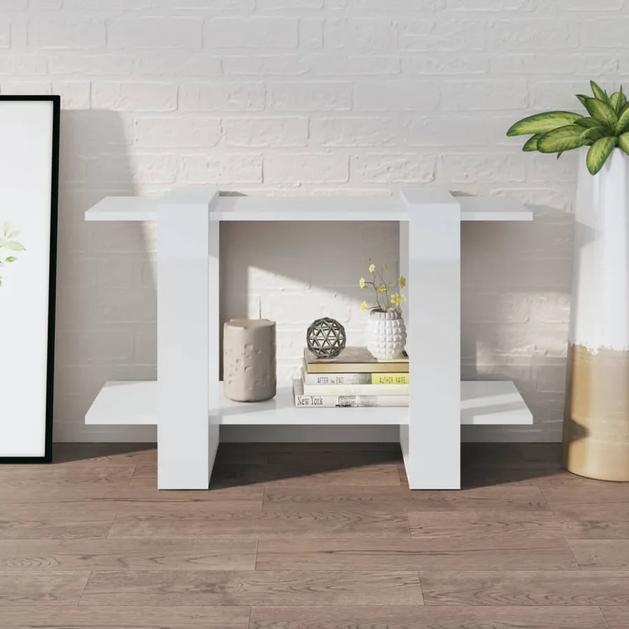 Bibliothèque/Séparateur de pièce Blanc brillant 80x30x51 cm - 3