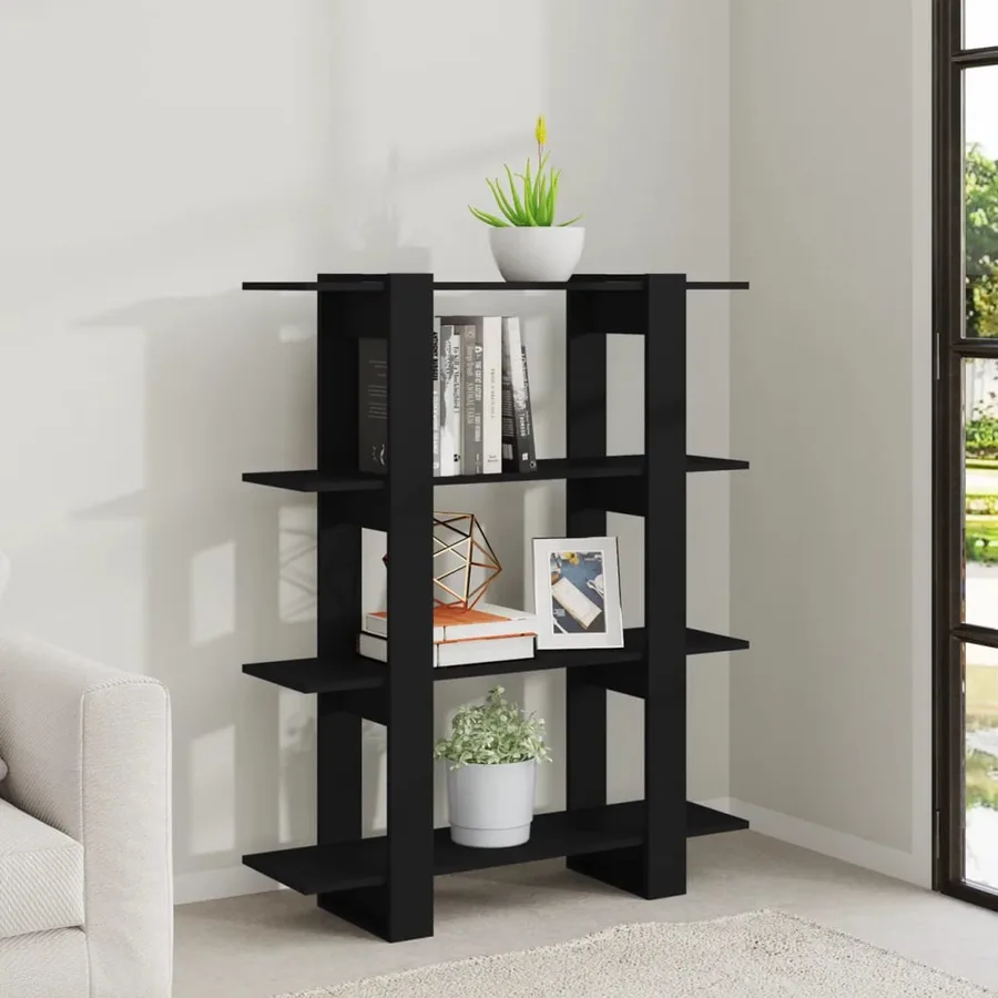 Bibliothèque/Séparateur de pièce Noir 100x30x123,5 cm - 6