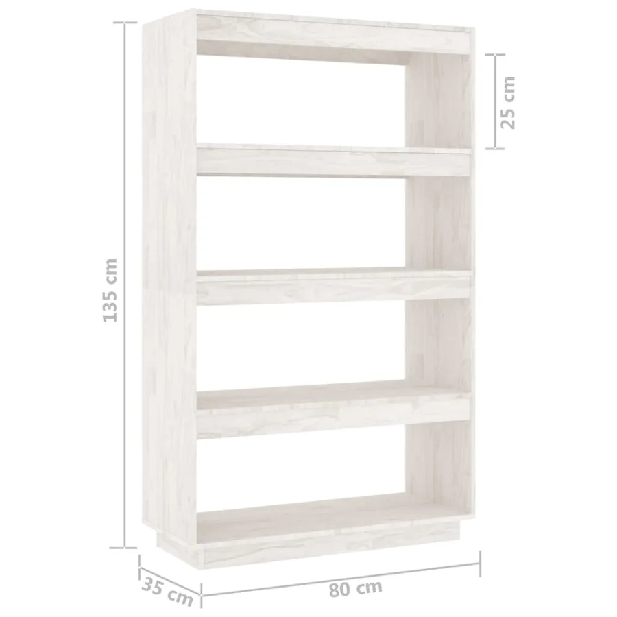Bibliothèque/Séparateur de pièce Blanc 80x35x135 cm Pin massif - 8