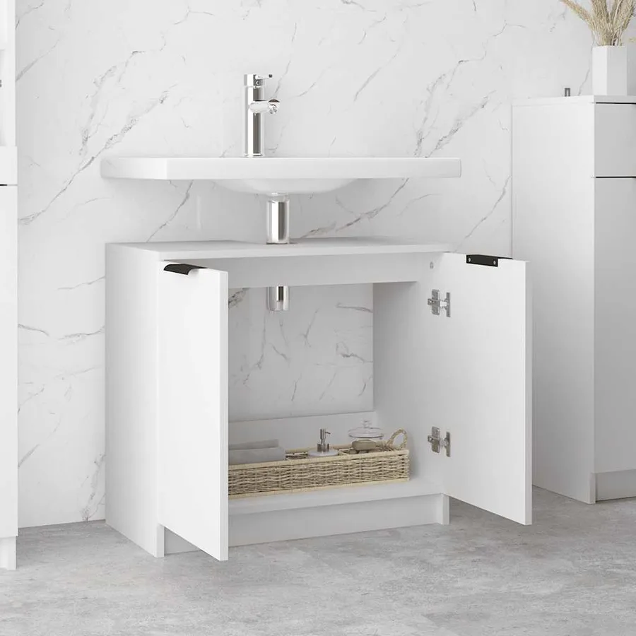 Armoire salle de bain Blanc 64,5x33,5x59 cm Bois d'ingénierie - 4