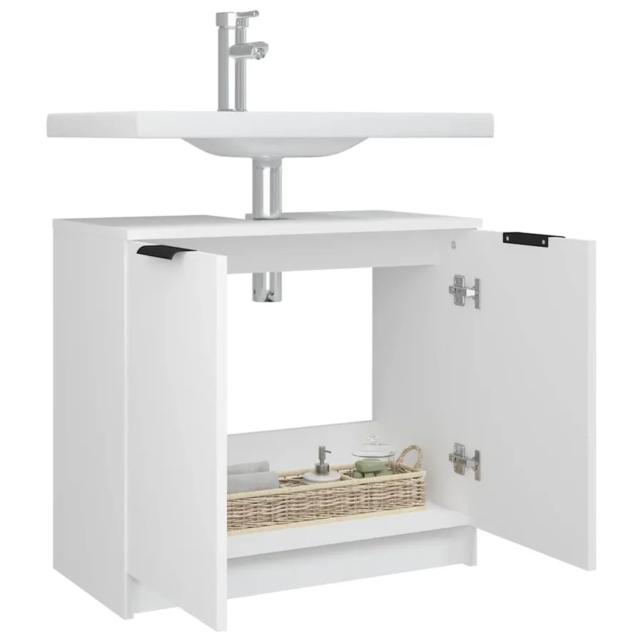 Armoire salle de bain Blanc 64,5x33,5x59 cm Bois d'ingénierie - 6