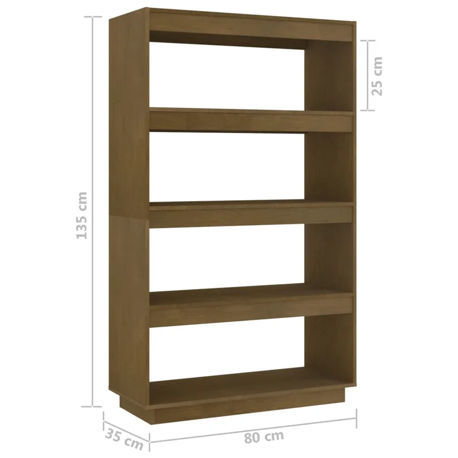 Bibliothèque/Séparateur de pièce Marron miel 80x35x135 cm Pin - 8