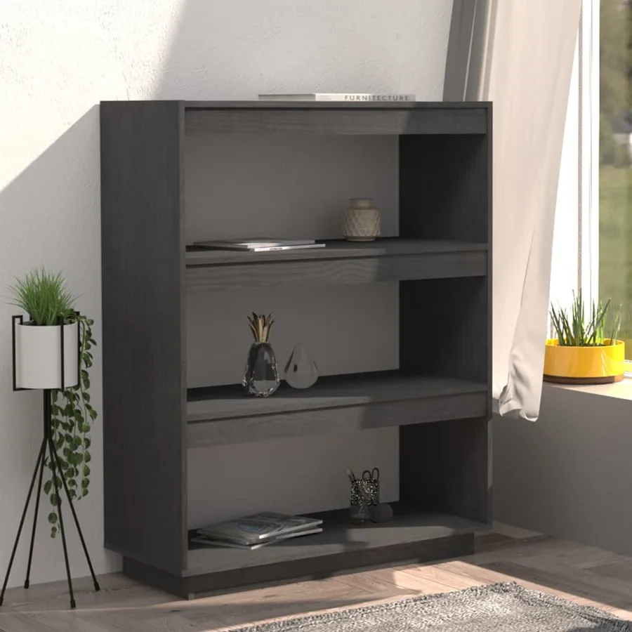 Bibliothèque/Séparateur de pièce Gris 80x35x103 cm Pin massif - 3