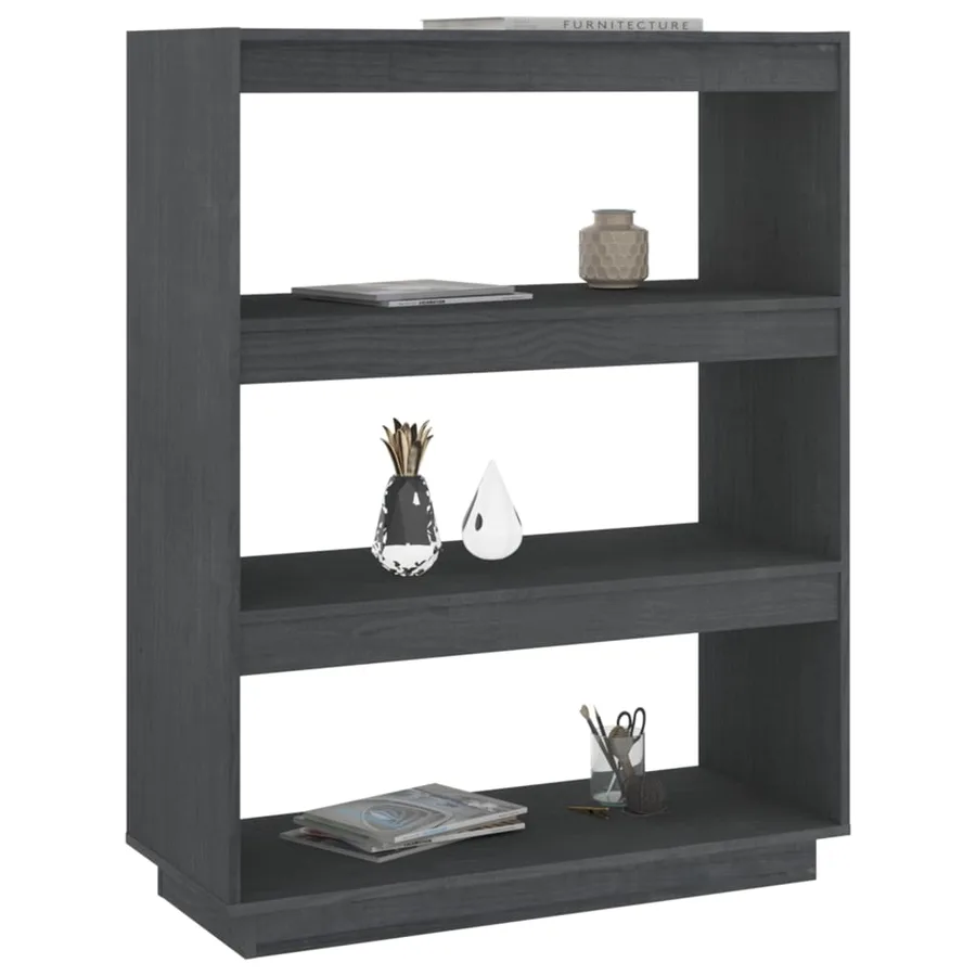 Bibliothèque/Séparateur de pièce Gris 80x35x103 cm Pin massif - 4