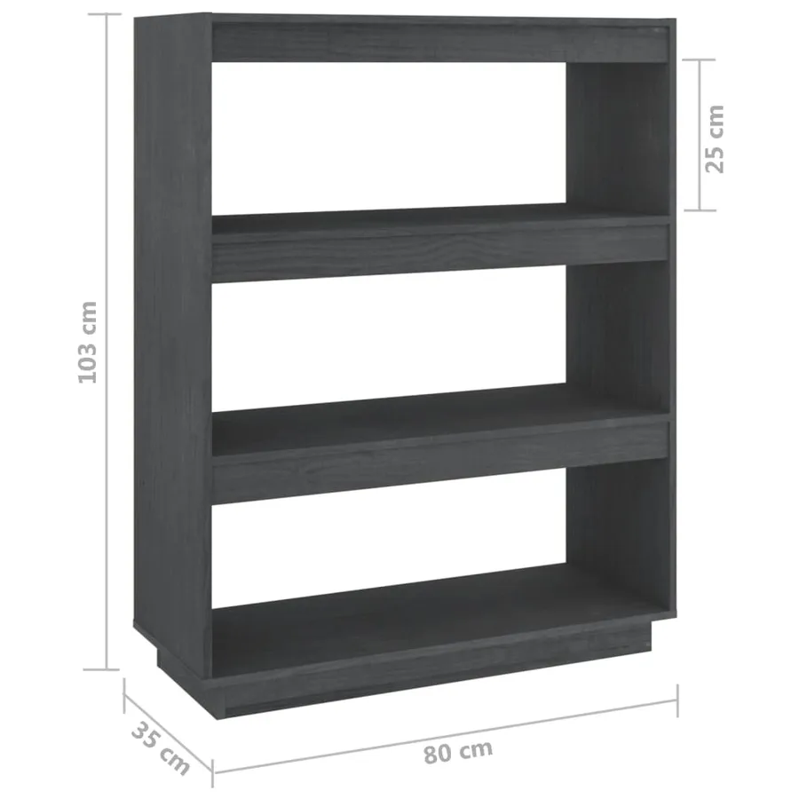 Bibliothèque/Séparateur de pièce Gris 80x35x103 cm Pin massif - 8