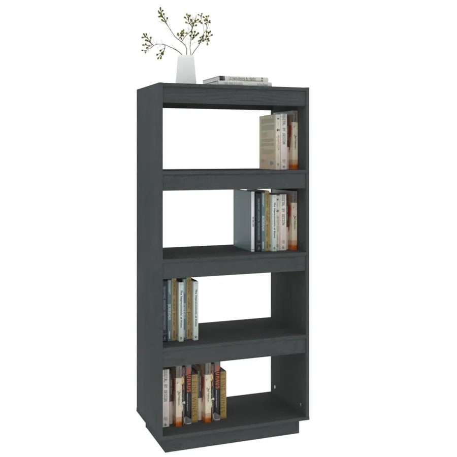 Bibliothèque/Séparateur de pièce Gris 60x35x135 cm Pin massif - 4
