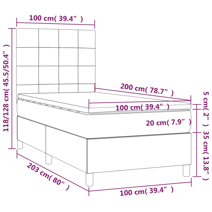 Sommier à lattes de lit avec matelas Gris foncé 100x200 cm - 6