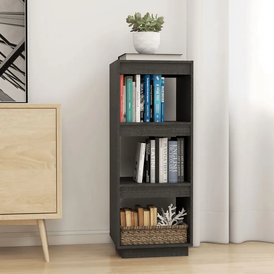 Bibliothèque/Séparateur de pièce gris 40x35x103 cm pin massif