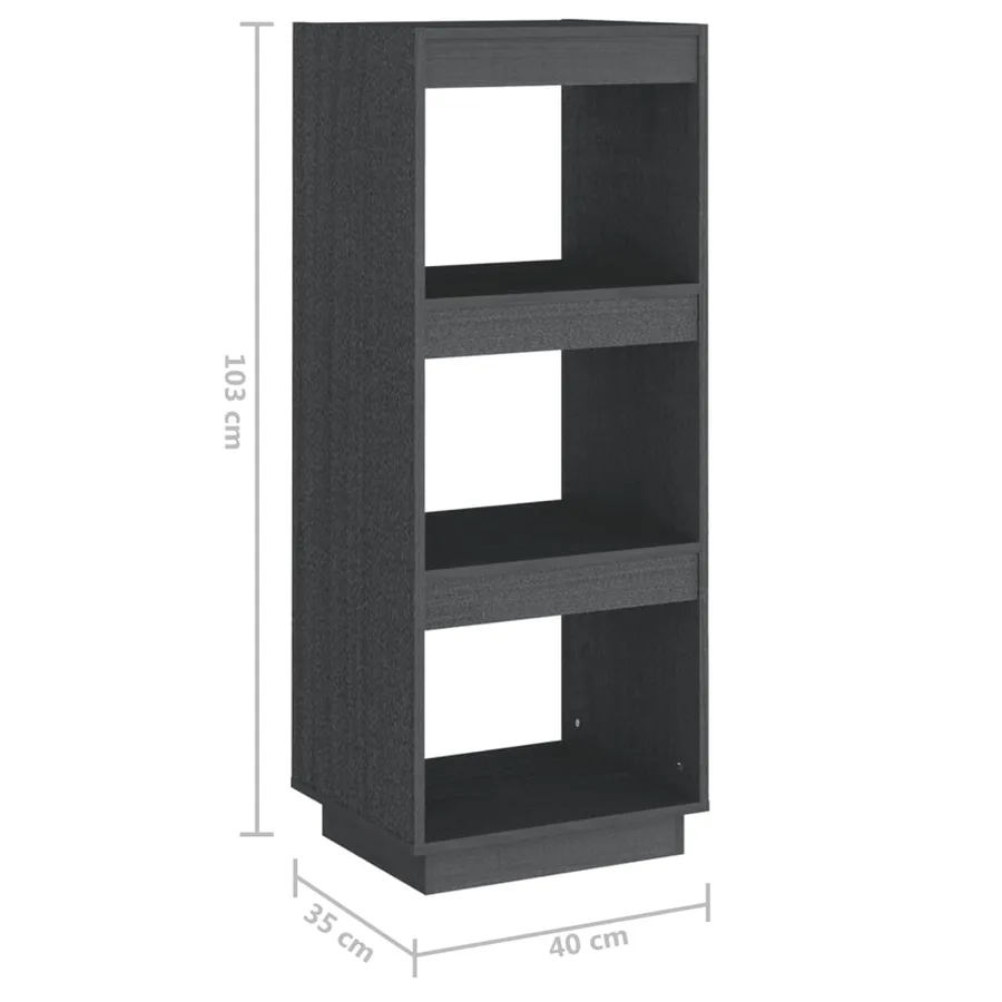Bibliothèque/Séparateur de pièce gris 40x35x103 cm pin massif - 8