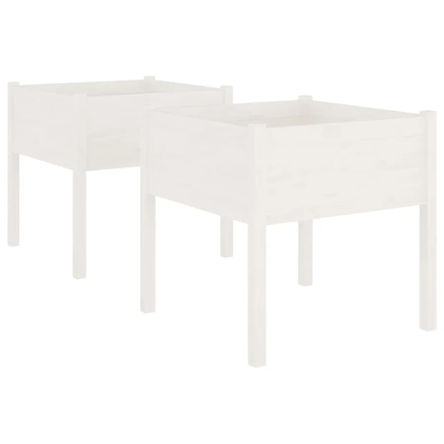 Jardinières 2 pcs Blanc 70x70x70 cm Bois de pin massif - 2