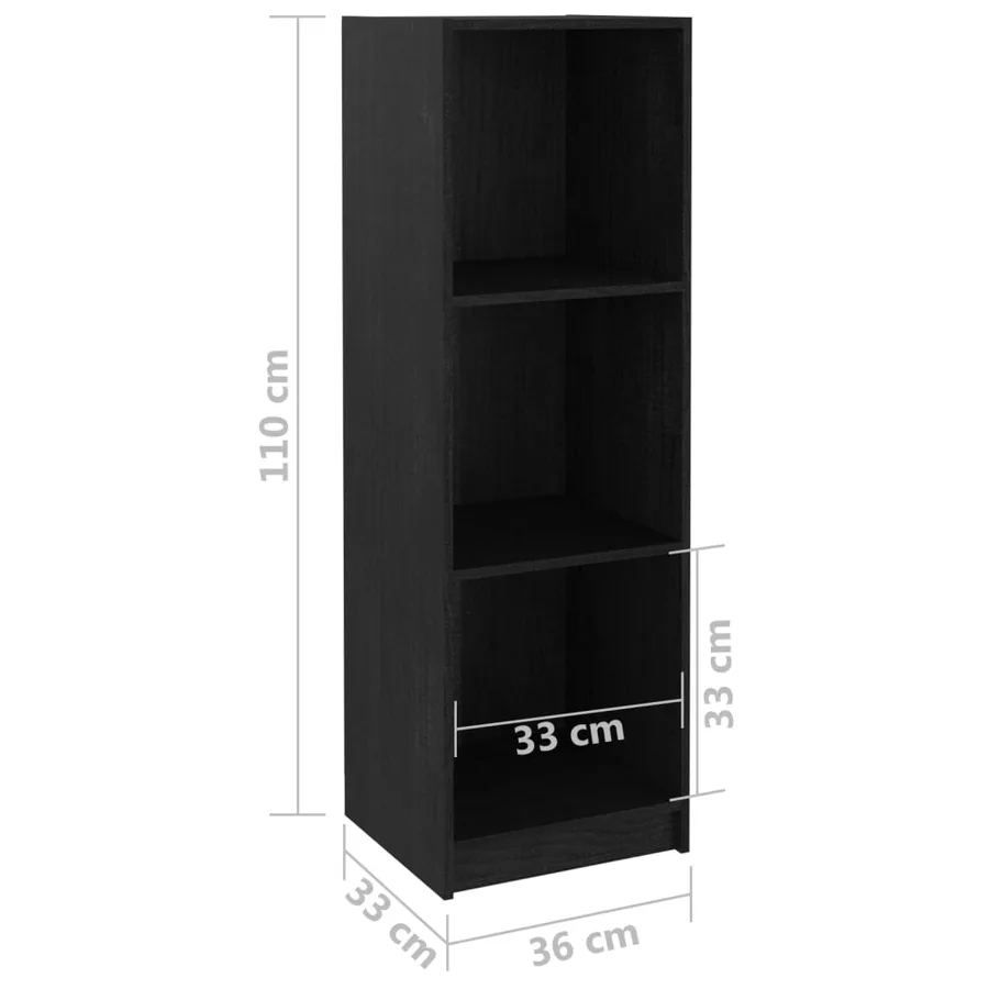 Bibliothèque/Séparateur de pièce Noir 36x33x110 cm Pin massif - 8