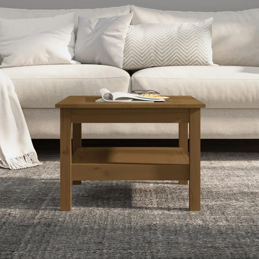 Table basse Marron miel 55x55x40 cm Bois massif de pin - 4