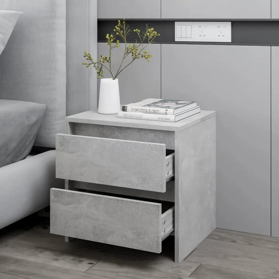 Table de chevet gris béton 45x34,5x44,5 cm bois d’ingénierie - 7