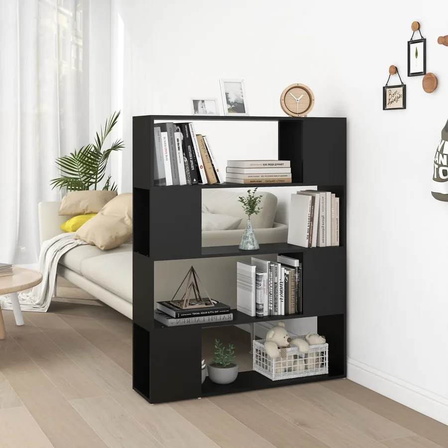 Bibliothèque/Séparateur de pièce Noir 100x24x124 cm