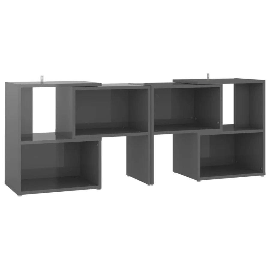 Meuble TV Gris brillant 104x30x52 cm Bois d'ingénierie - 2