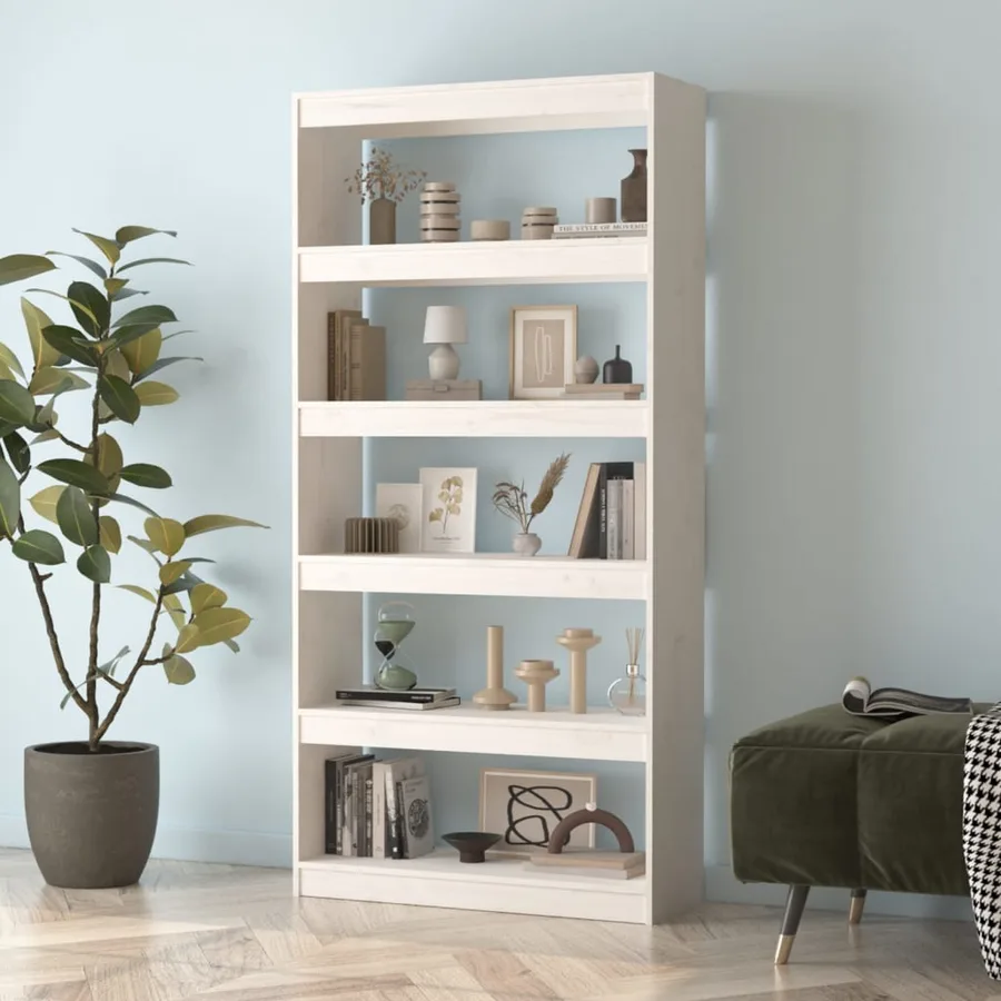 Bibliothèque/Séparateur de pièce Blanc 80x30x167,4cm Pin massif - 3