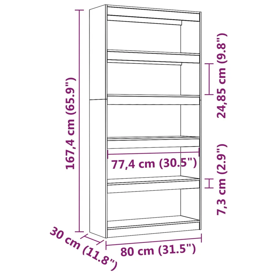 Bibliothèque/Séparateur de pièce Blanc 80x30x167,4cm Pin massif - 8