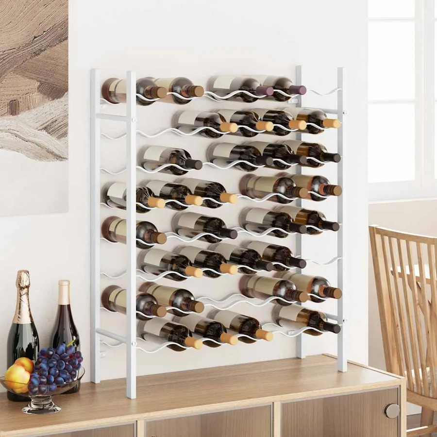 Casier à bouteilles pour 48 bouteilles Blanc Métal