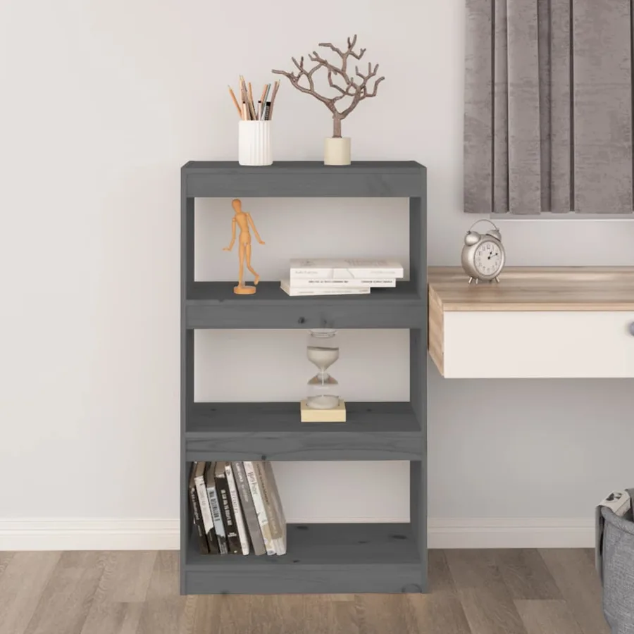 Bibliothèque/Séparateur de pièce Gris 60x30x103,5 cm Pin massif - 3