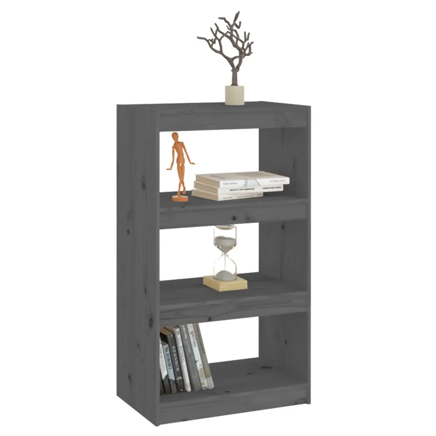 Bibliothèque/Séparateur de pièce Gris 60x30x103,5 cm Pin massif - 4