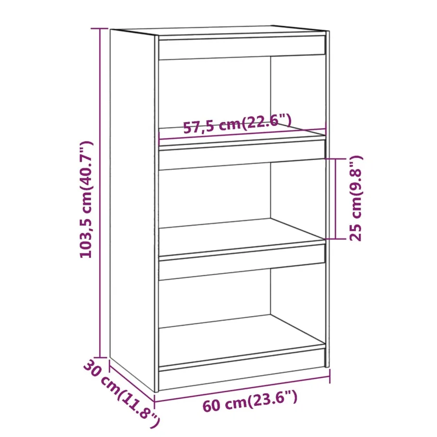Bibliothèque/Séparateur de pièce Gris 60x30x103,5 cm Pin massif - 8