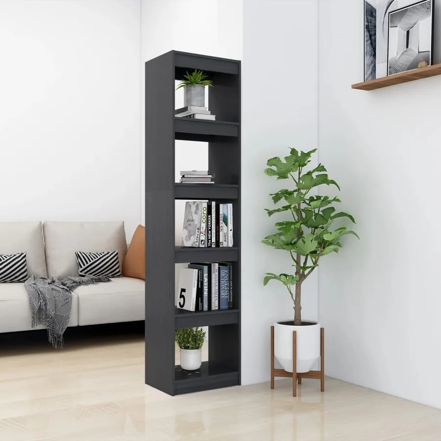 Bibliothèque/Séparateur de pièce Gris 40x30x167,5 cm Pin massif - 3
