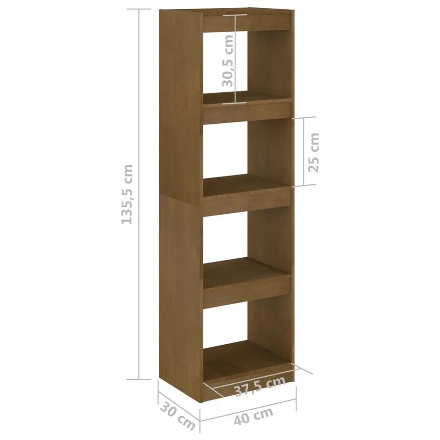 Bibliothèque/Séparateur de pièce Marron miel 40x30x135,5 cm Pin - 8