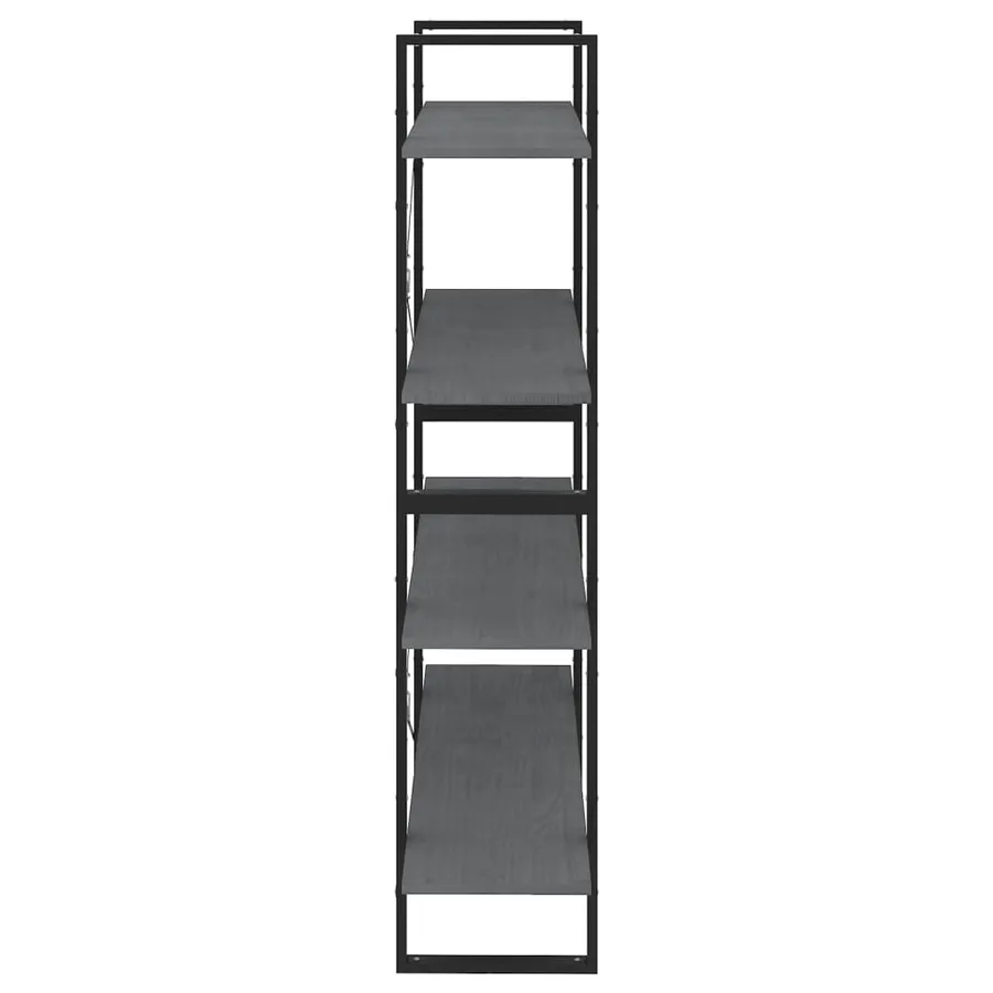 Bibliothèque à 4 niveaux Gris 100x30x140 cm Bois de pin massif - 6