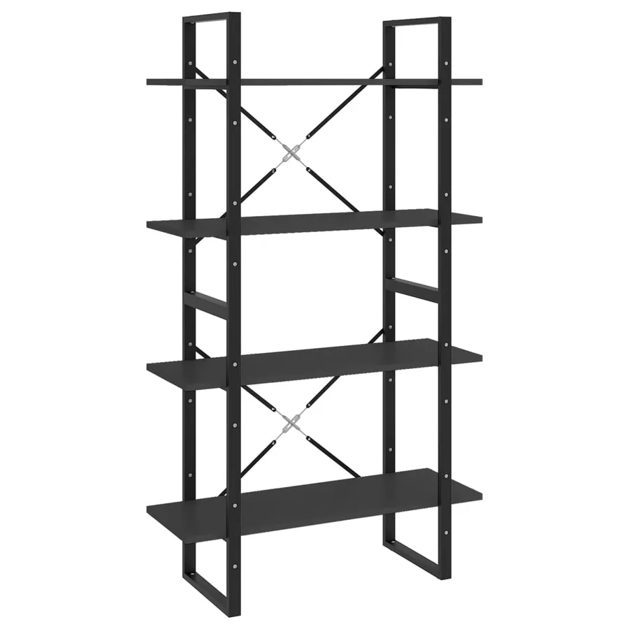 Bibliothèque à 4 niveaux gris 80x30x140 cm bois d'ingénierie - 2