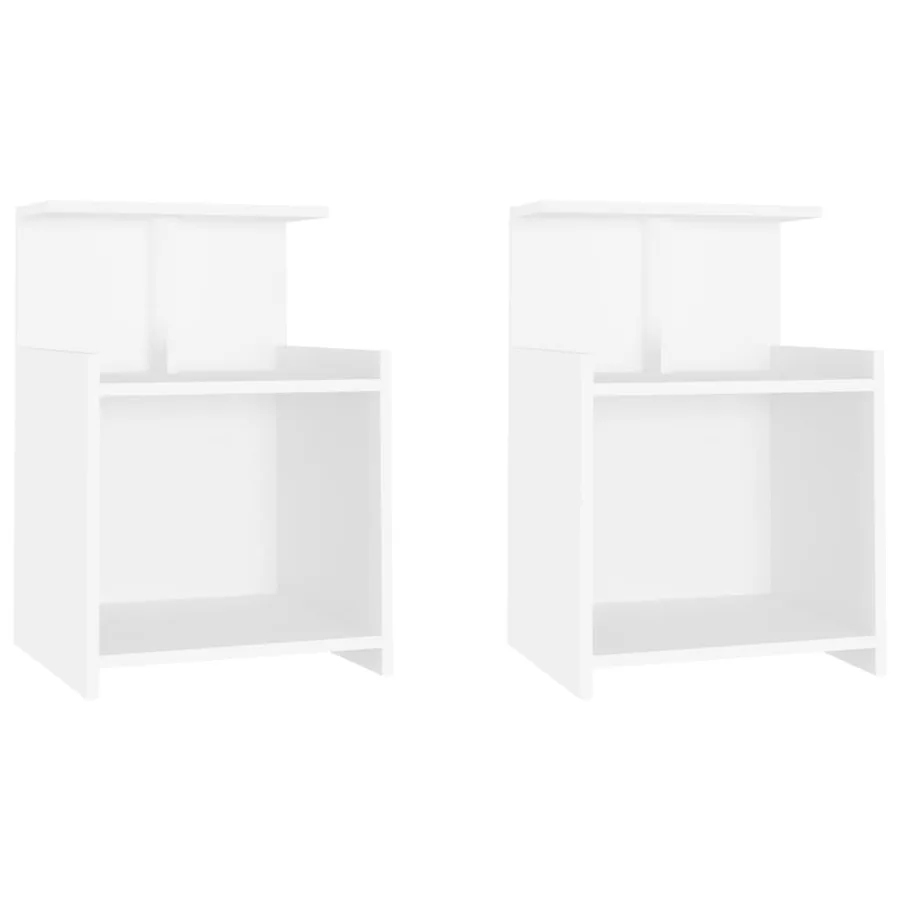 Tables de chevet 2 pcs Blanc 40x35x60 cm Aggloméré - 2