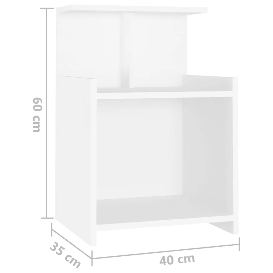 Tables de chevet 2 pcs Blanc 40x35x60 cm Aggloméré - 7
