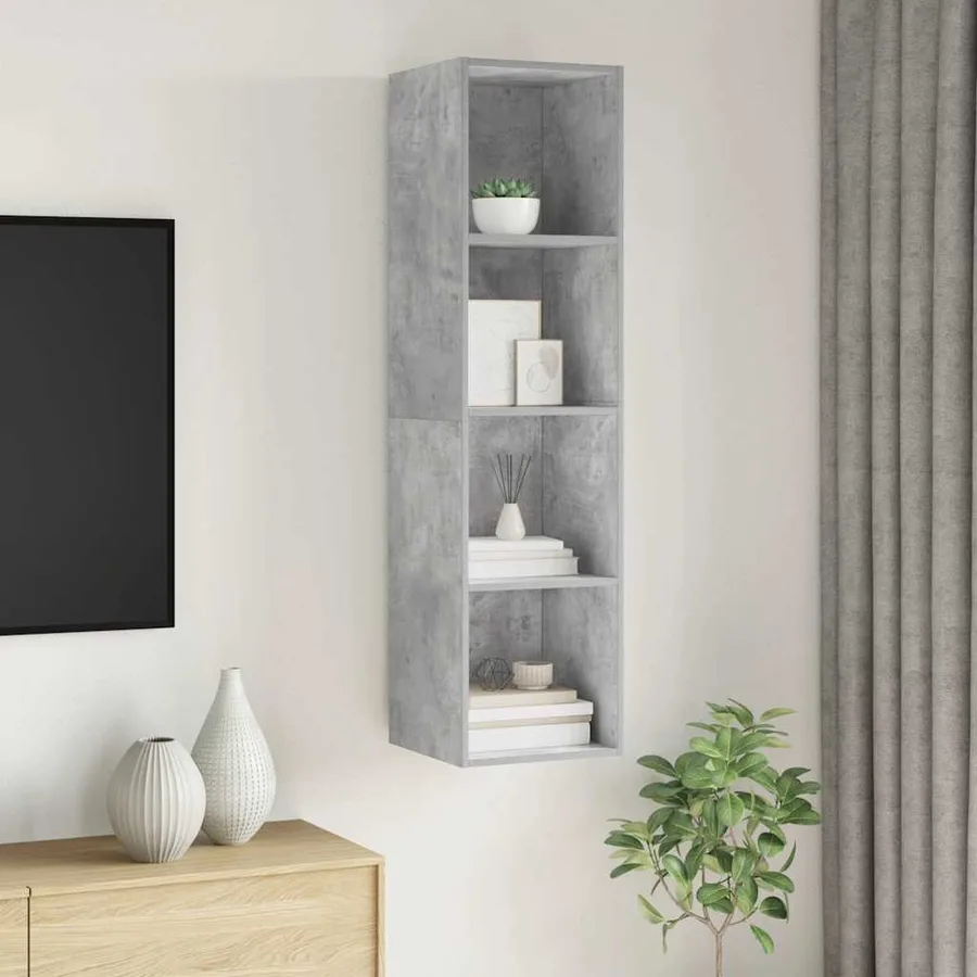 Meuble TV mural Gris béton 37x37x142,5 cm Bois d’ingénierie - 7