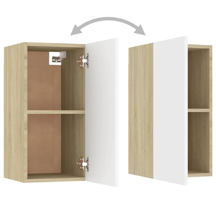 Meuble TV Blanc et chêne sonoma 30,5x30x60 cm Bois d’ingénierie - 11